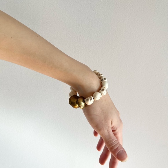 Skull + Tuareg Brass Beaded Bracelet ~ One of a Kind Jewellery from South Africa - Picture 6 of 8